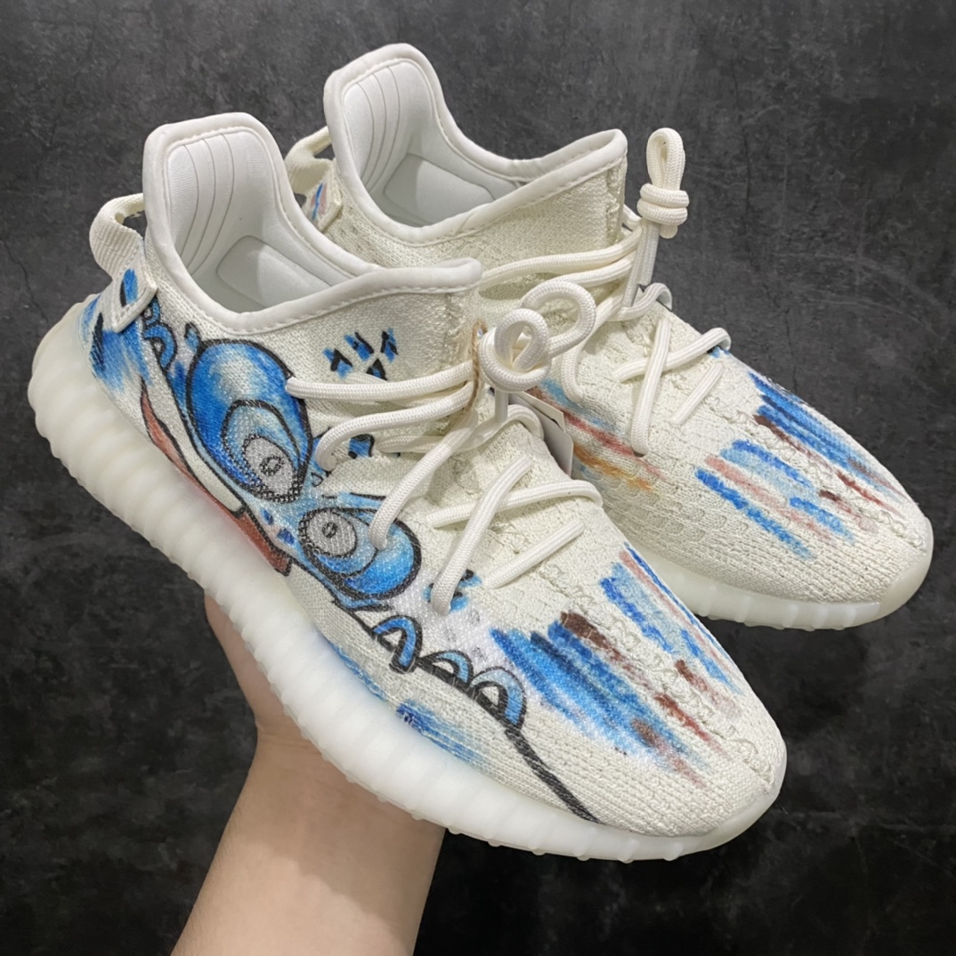 图片[5]-【DIY定制涂鸦】 3D变色龙nYeezy boost 350v2 全白2.0涂鸦n巴斯夫纯原大厂出品 板型细节都是满配n得物在售款 细节一直 上交与众不同 相当nice 尺码：36-47-莆田鞋批发中心