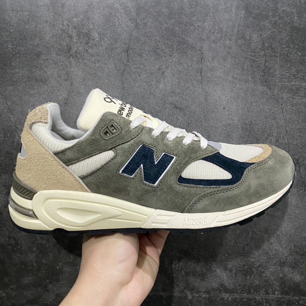 【K版纯原】New Balance NB990V2 棕灰n外贸NB工厂 纯原市面最强系列采用台产猪巴革及透气网眼材质原装6层组合底模精密开发 搭载全新碳素中底后跟透明TPU水晶装饰条稳固 货号：M990GB2 尺码：36-45-莆田鞋批发中心