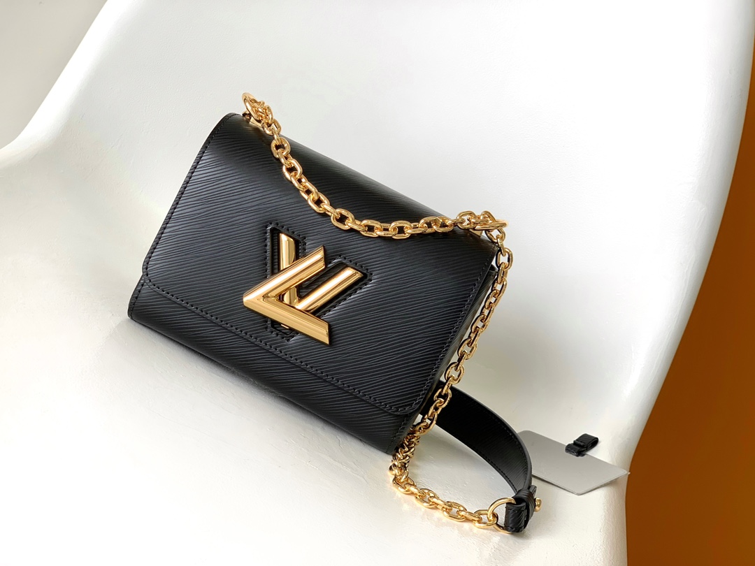 Louis Vuitton Handbags Crossbody & Shoulder Bags Black Grey Silver Epi Cowhide Spring Collection LV Twist Chains M21119