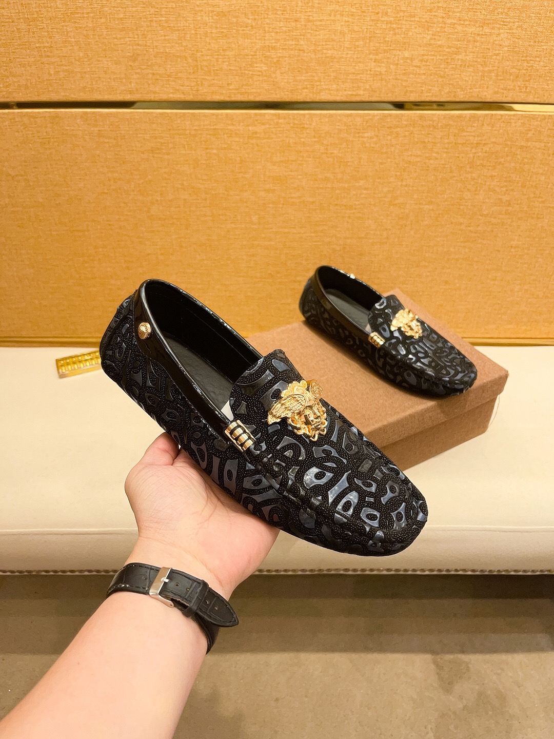 Versace Shoes Moccasin High Quality Online
 Cowhide Pig Skin Rubber