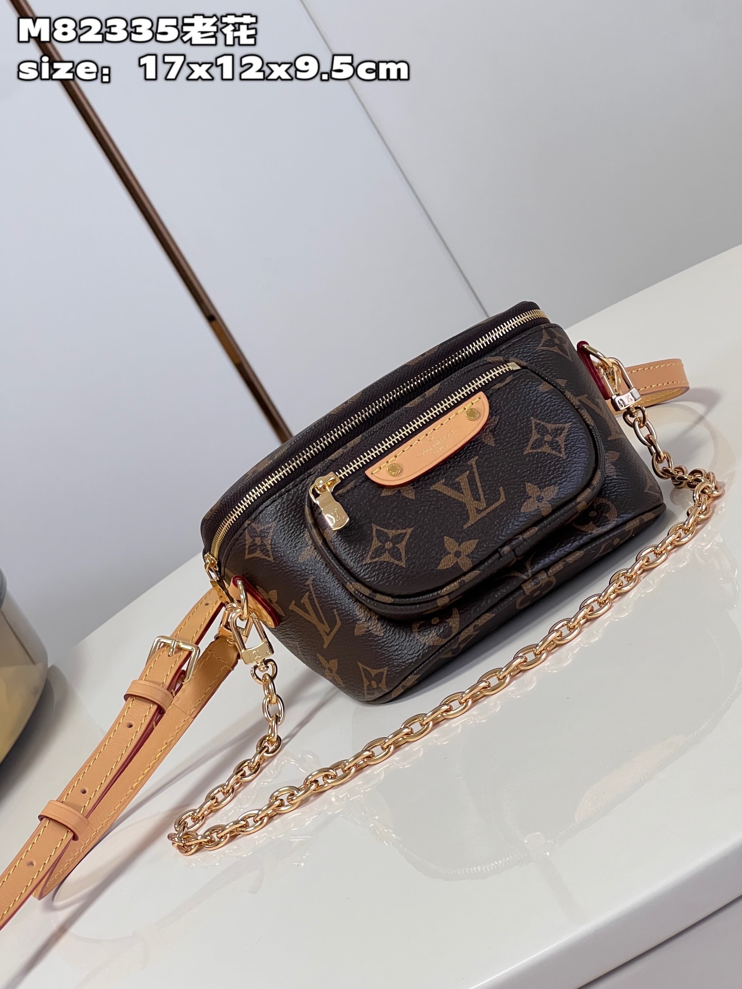 顶级原单M82335老花本款MiniBumbag手袋取材Monogram帆布展现路易威登对潮流腰包设计的
