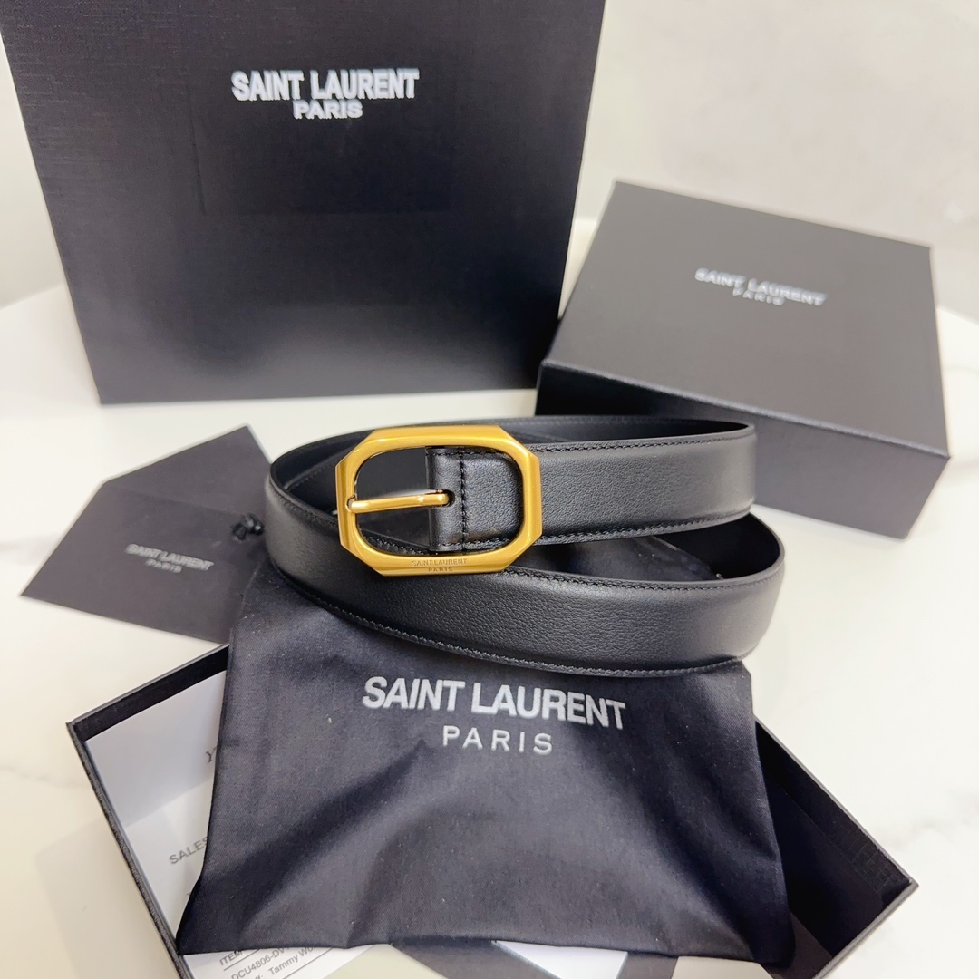 SaintLaurent圣罗兰2023新款女士腰带皮带意大利进口平纹小牛皮每针每线都非常紧致YSL原版开