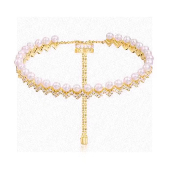 APM Monaco Gold-Tone Zigzag Pearl Bracelet (Includes complete packaging - Comprehensive