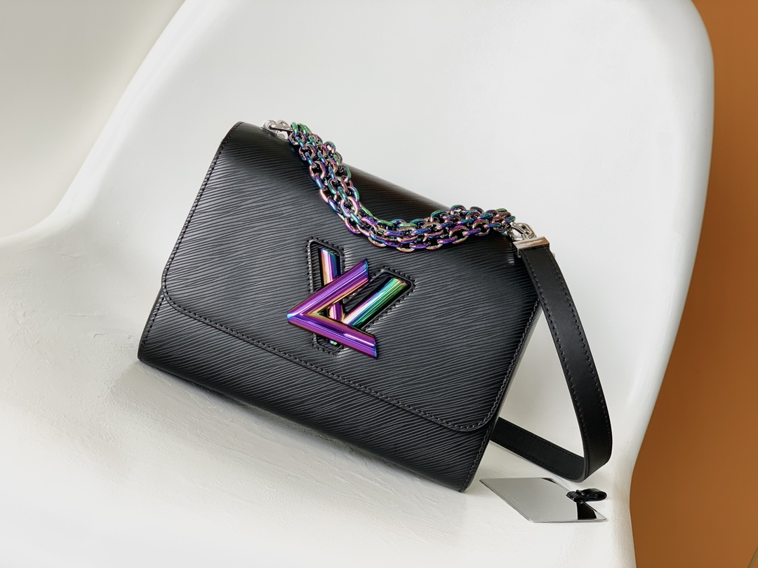Louis Vuitton Handbags Crossbody & Shoulder Bags Black Purple White Epi Cowhide LV Twist Chains M22028