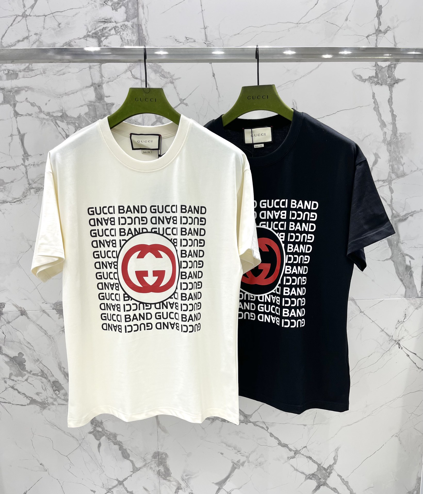 Gucci Odzież T-Shirt Projektant repliki
 Beżowy Czarny Biały Drukowanie Krótki rękaw