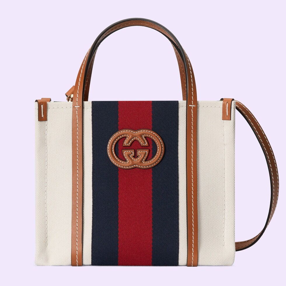 Gucci Tassen Mini Tas Tote Tas Replica -ontwerper van hoge kwaliteit
 Blauw Bruin Rood Wit Canvas Katoen Mini