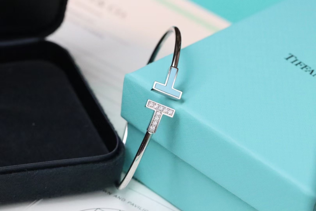 Tiffany & Co. Tiffany&Co. 绿‮石松‬伴钻双T手镯