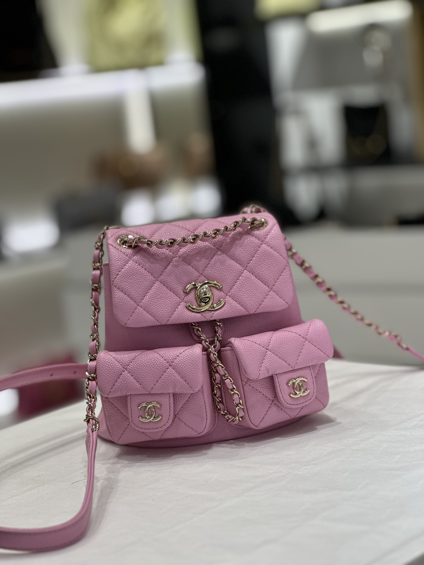 Chanel Duma Bags Backpack Dark Pink