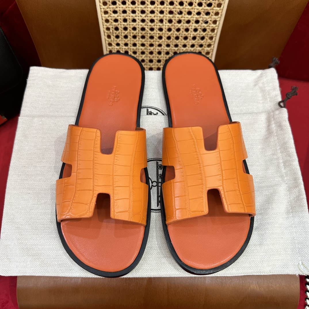 Hermes Shoes Slippers Wholesale Imitation Designer Replicas
 Men Crocodile Leather Epsom Genuine Ostrich