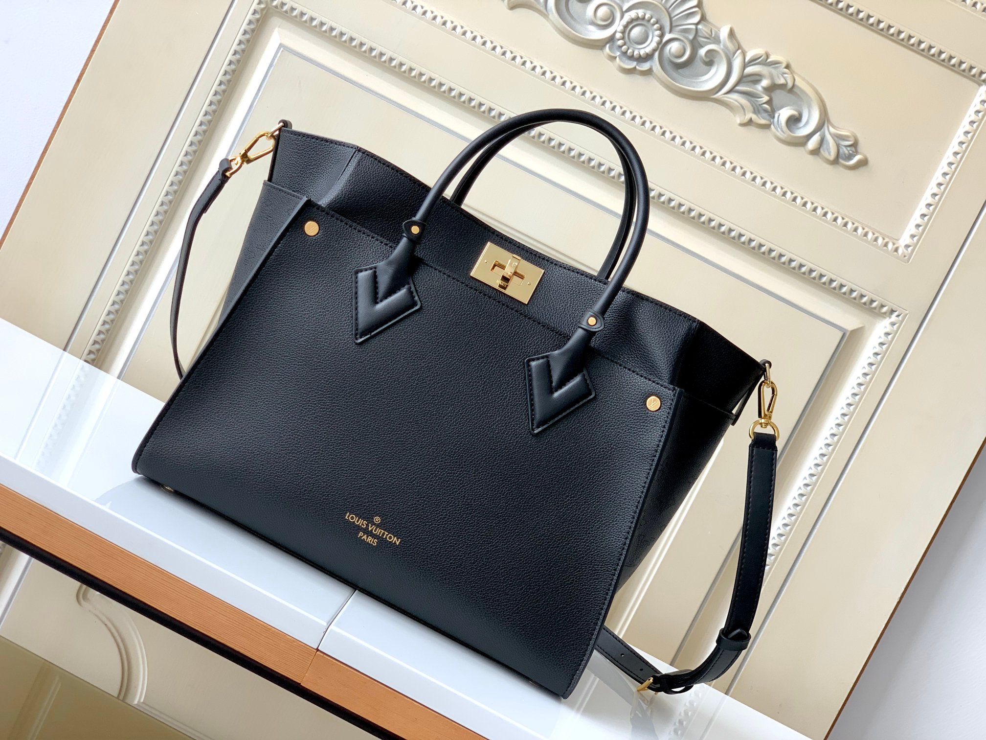 Louis Vuitton LV On My Side Bags Handbags Black Cowhide M22225