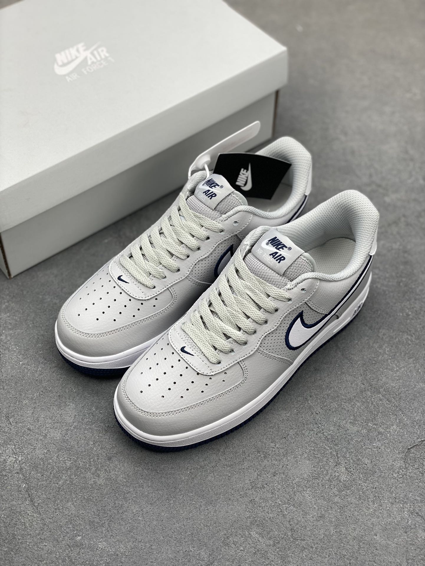 Nike Air Force 1 '07 Low Casual Sneakers - Light Grey/White/Navy 9 i1688234703 2534 7