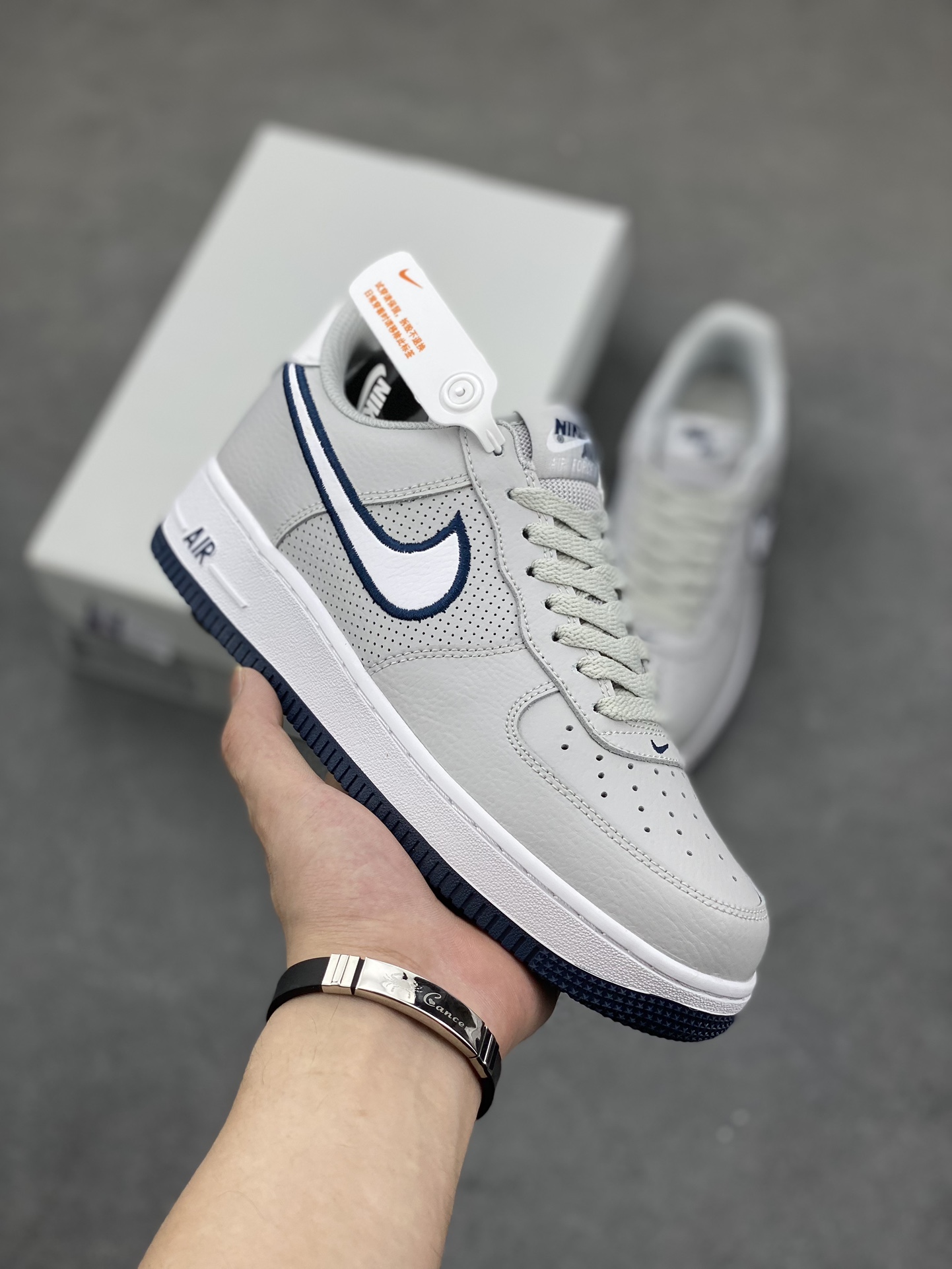 Nike Air Force 1 '07 Low Casual Sneakers - Light Grey/White/Navy 2 i1688234703 6212 0
