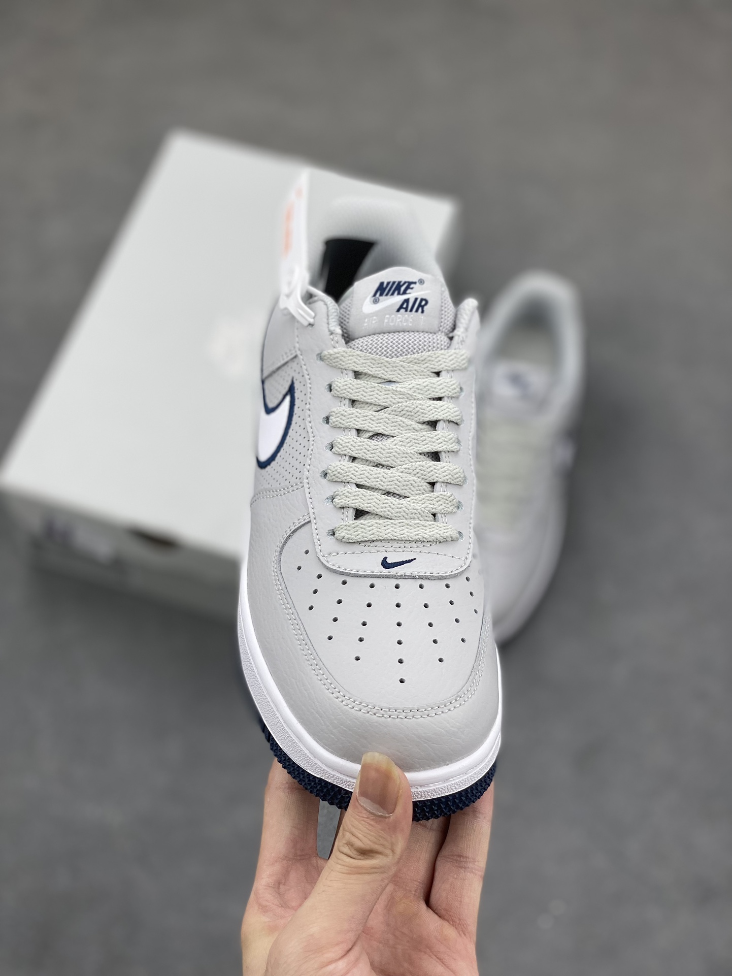Nike Air Force 1 '07 Low Casual Sneakers - Light Grey/White/Navy 3 i1688234703 9916 1