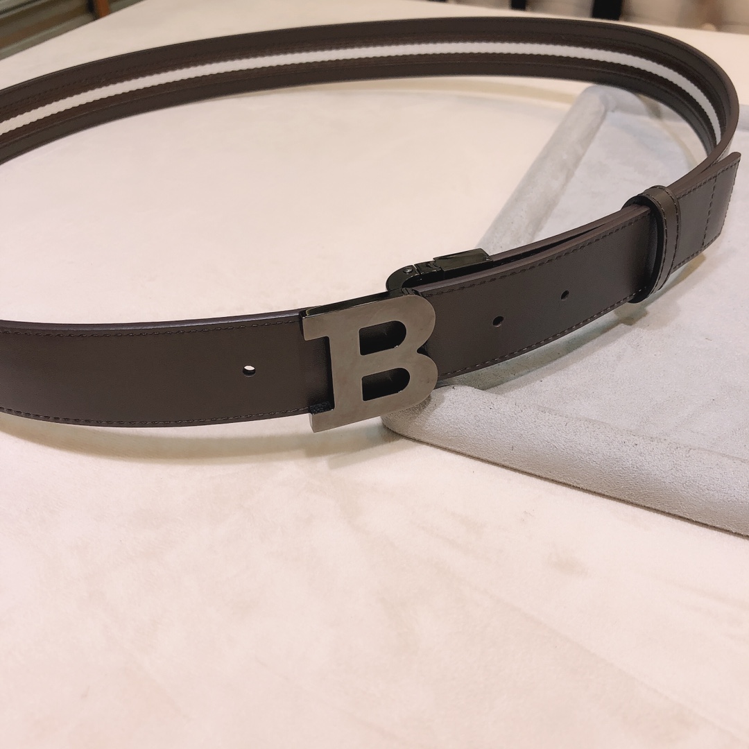 专柜ＢＡＬＬＹ拼色款全皮手工拼接双面