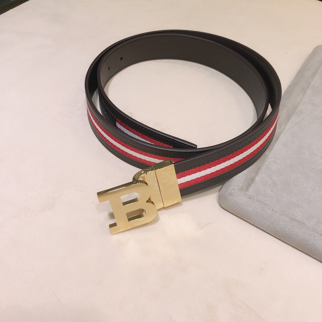 专柜ＢＡＬＬＹ拼色款全皮手工拼接双面