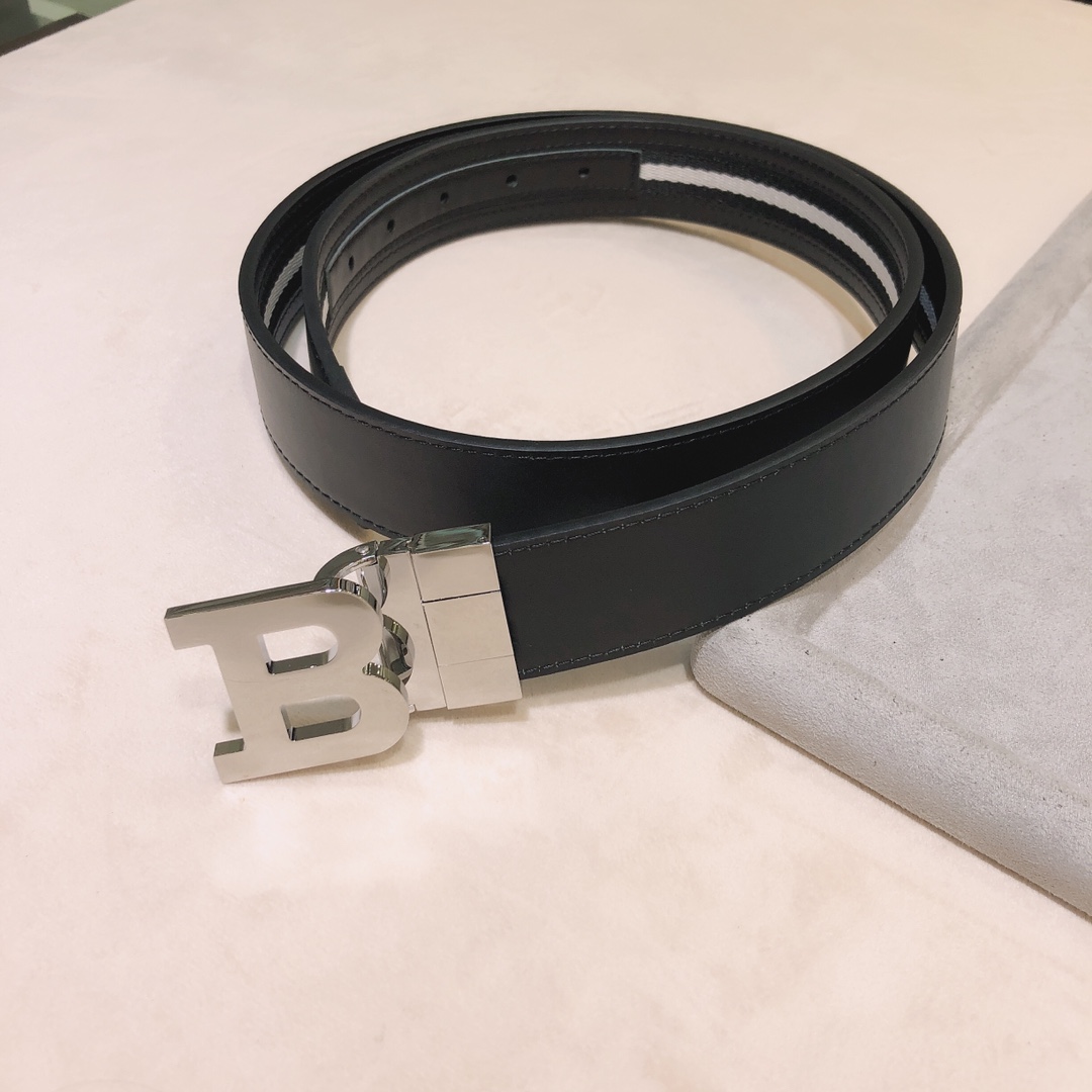 专柜ＢＡＬＬＹ拼色款全皮手工拼接双面