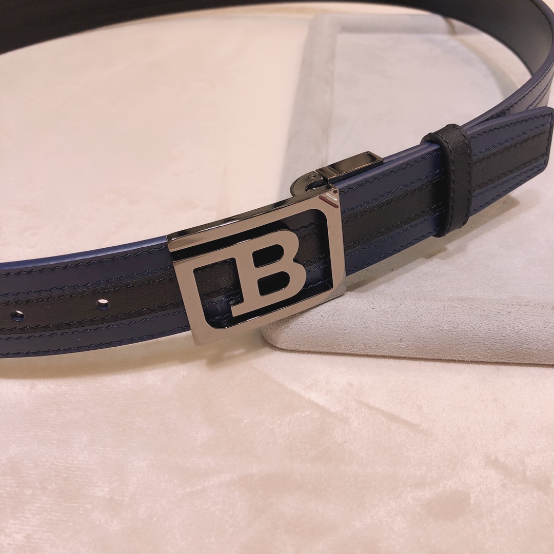 专柜ＢＡＬＬＹ拼色款全皮手工拼接双面