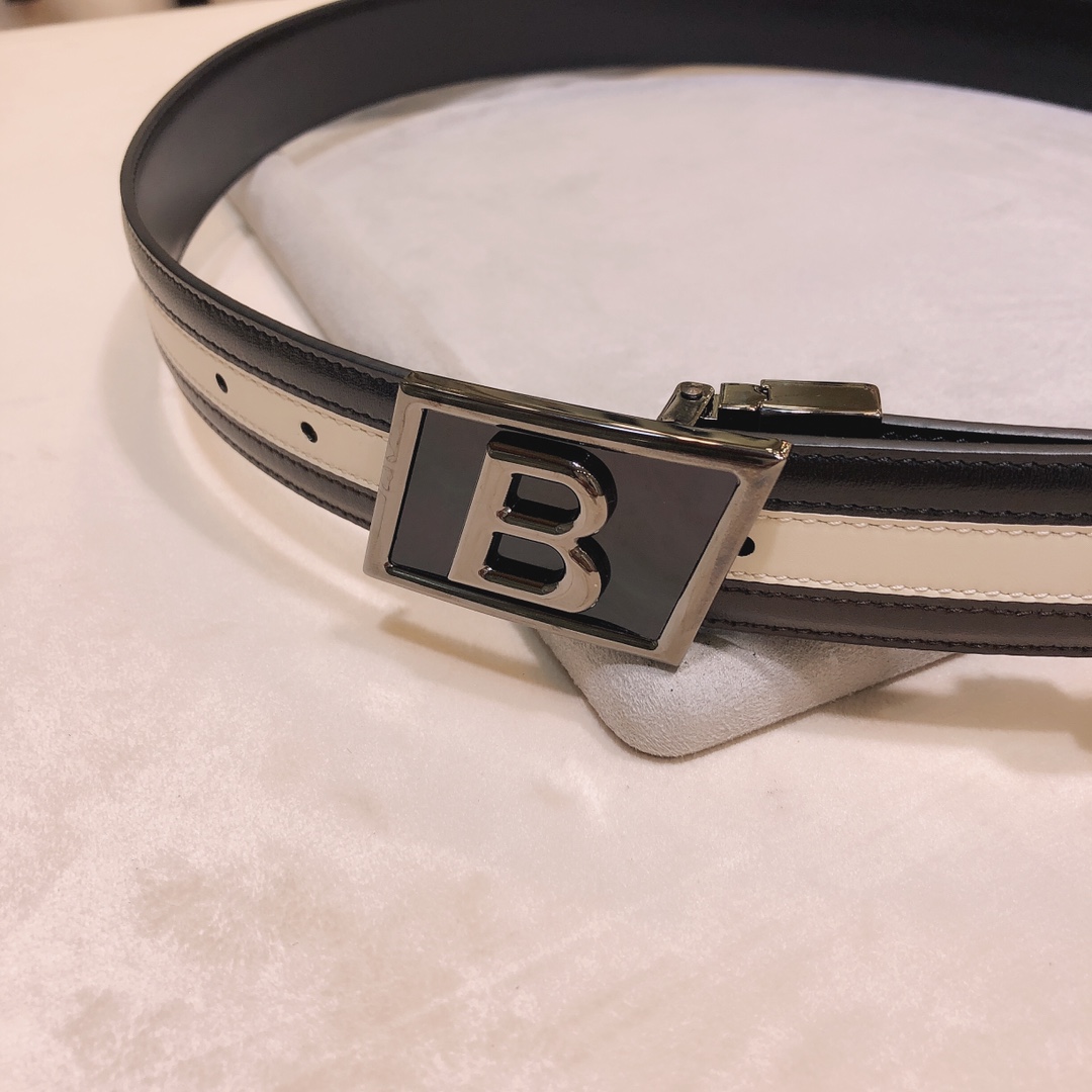 专柜ＢＡＬＬＹ拼色款全皮手工拼接双面