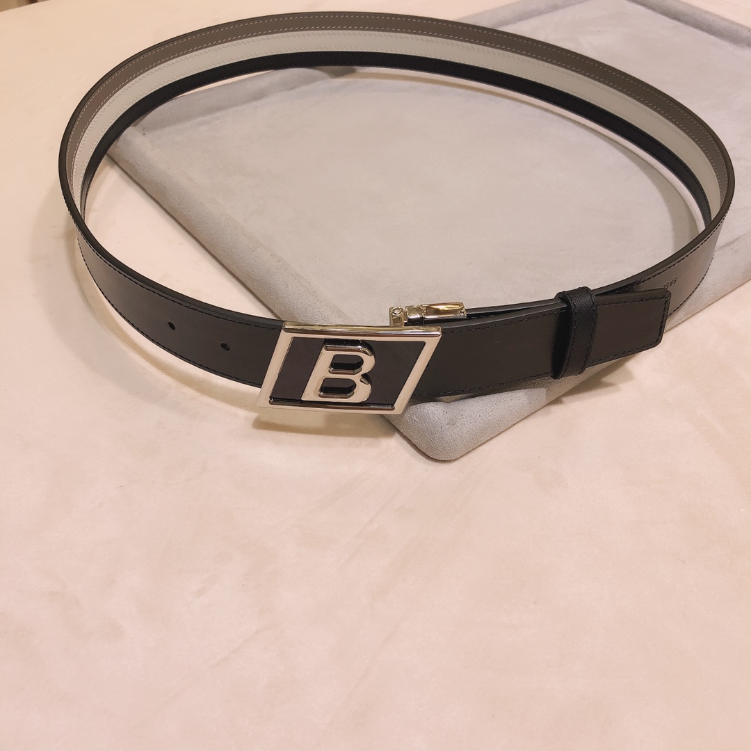 专柜ＢＡＬＬＹ拼色款全皮手工拼接双面