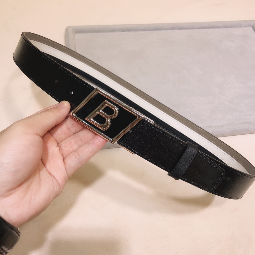 专柜ＢＡＬＬＹ拼色款全皮手工拼接双面