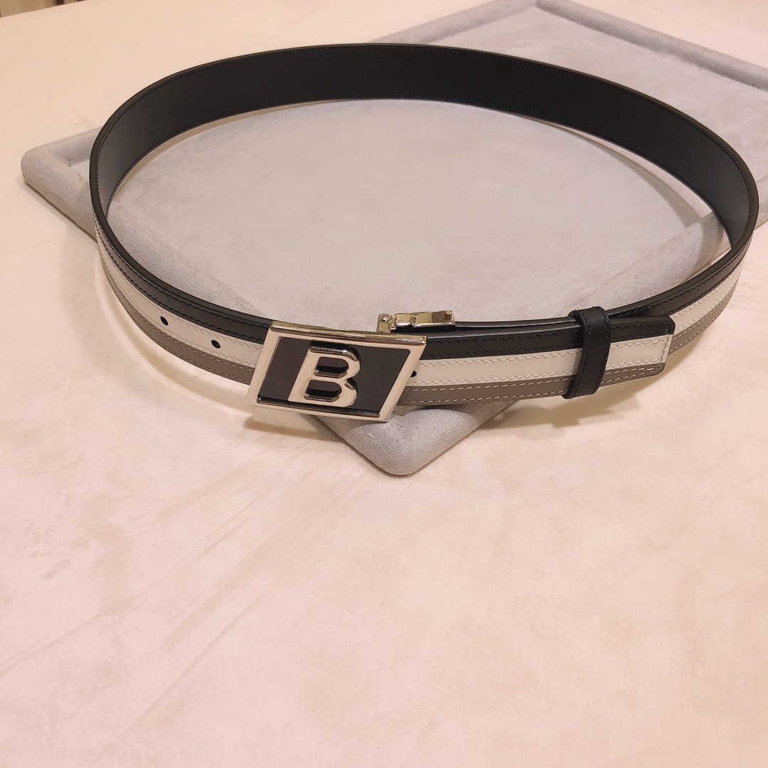 专柜ＢＡＬＬＹ拼色款全皮手工拼接双面