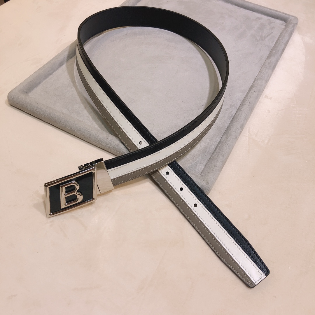 专柜ＢＡＬＬＹ拼色款全皮手工拼接双面