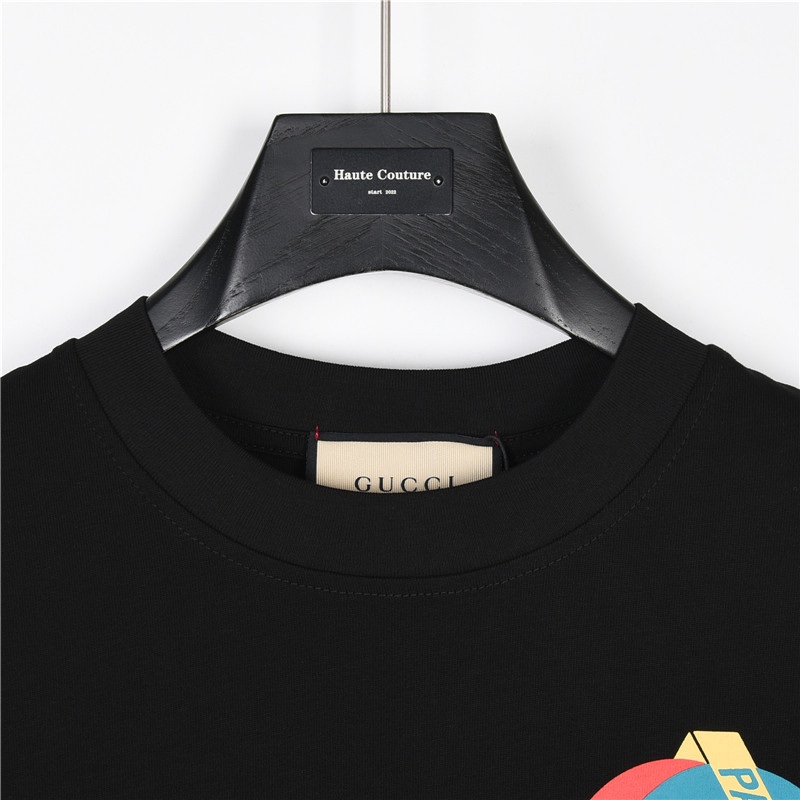 Gucci/古驰 x Palace联名 双G胶浆印花短袖T恤黑色