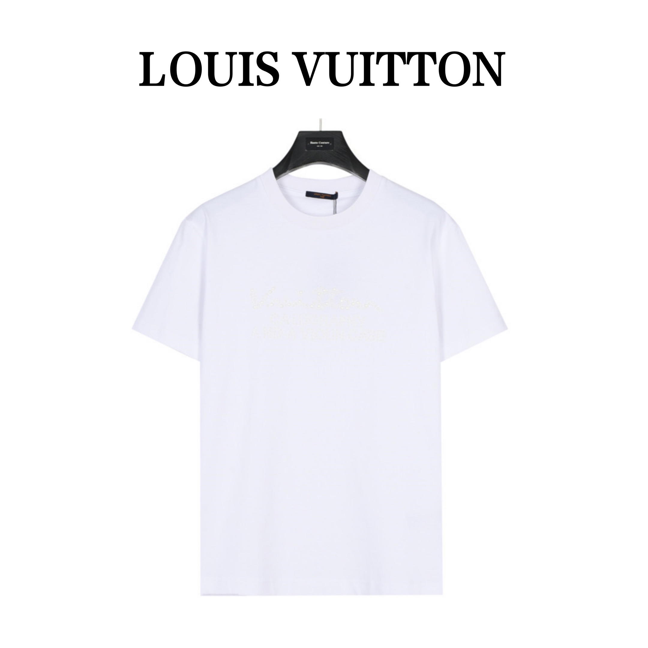 (礼盒包装) LouisVuitton/路易威登 字母logo珍珠贝壳烫压短袖T恤