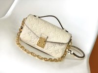 Louis Vuitton LV Pochette MeTis Bags Handbags Apricot Color Beige Black White Empreinte​ Cowhide Chains M46595