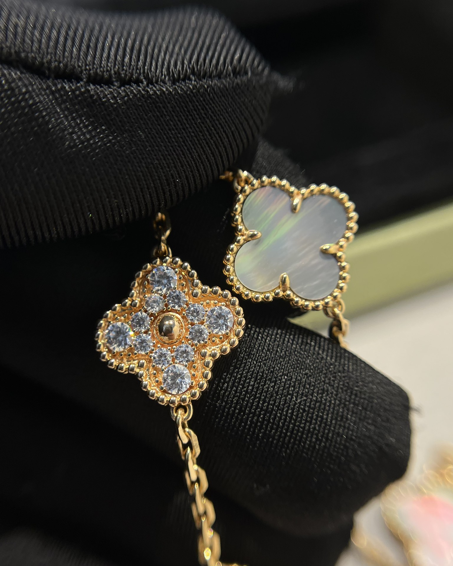 Van Cleef & Arpels vca 灰贝简钻五花手链 玫金色