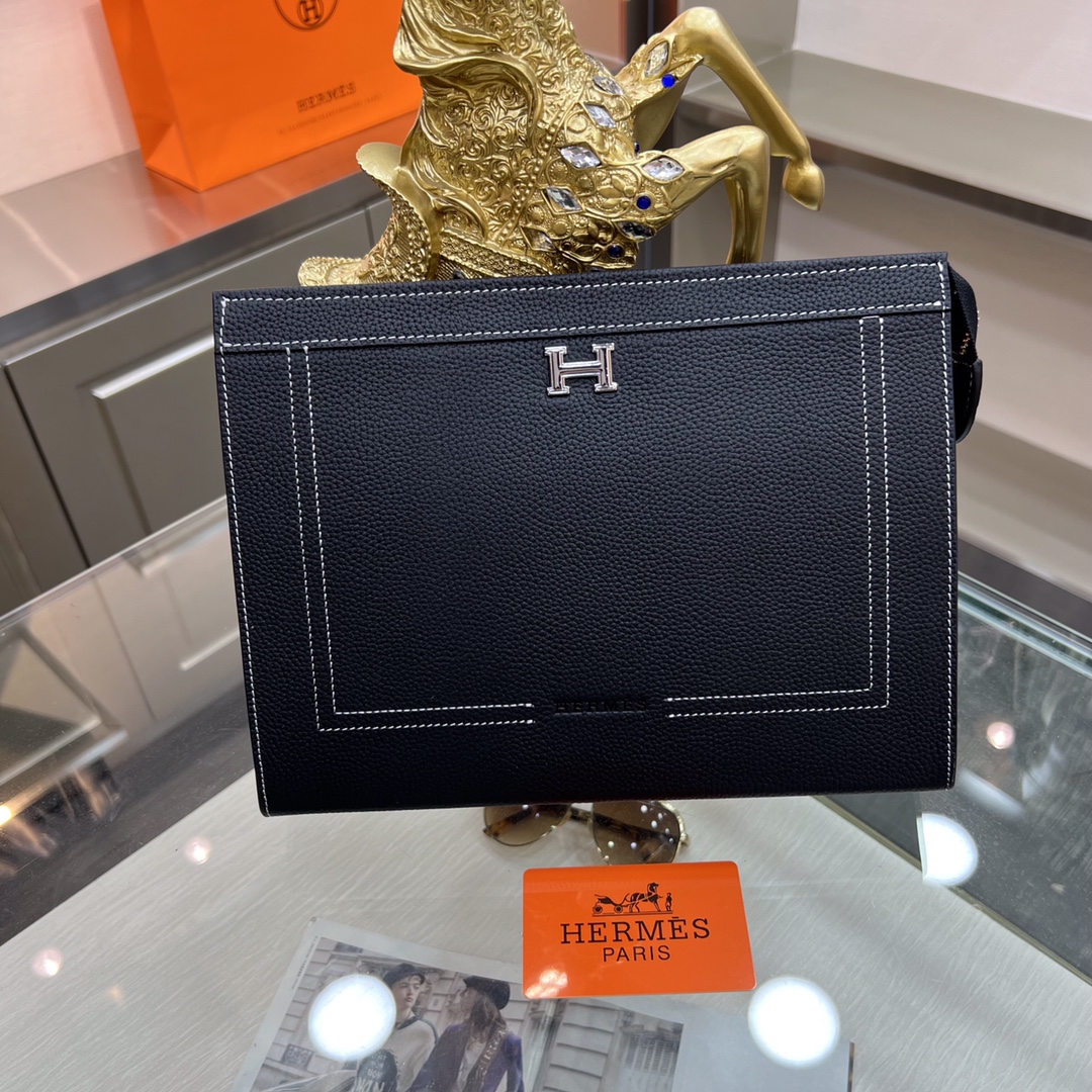 HERMES Garden Party PM Toile H Tote Bag Black Square H