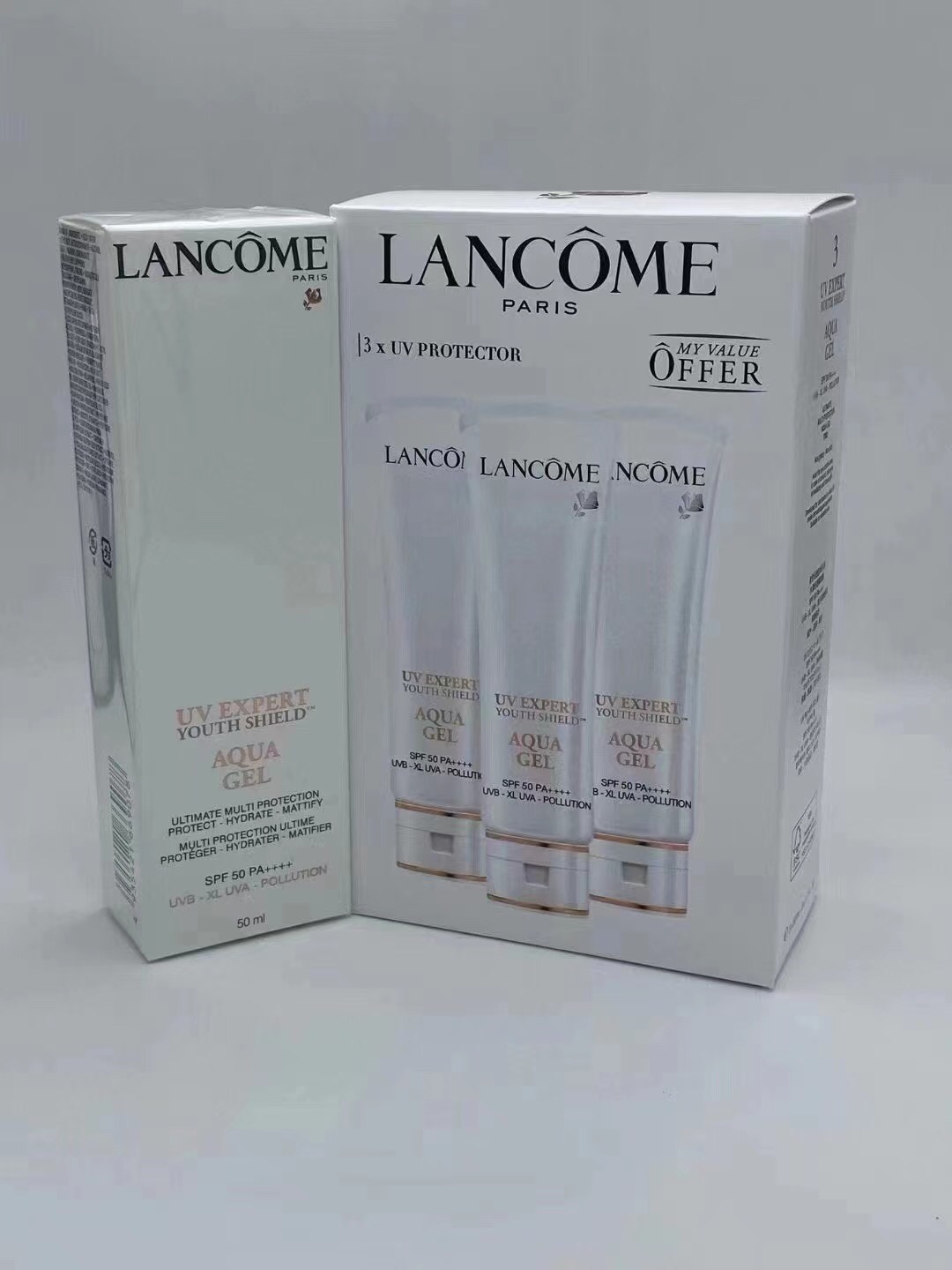 35! Precio por unidad! Protector solar Lancôme UV Expert Aquagel Defense 50ml versión antigua de Mingtong, paquete de 3…