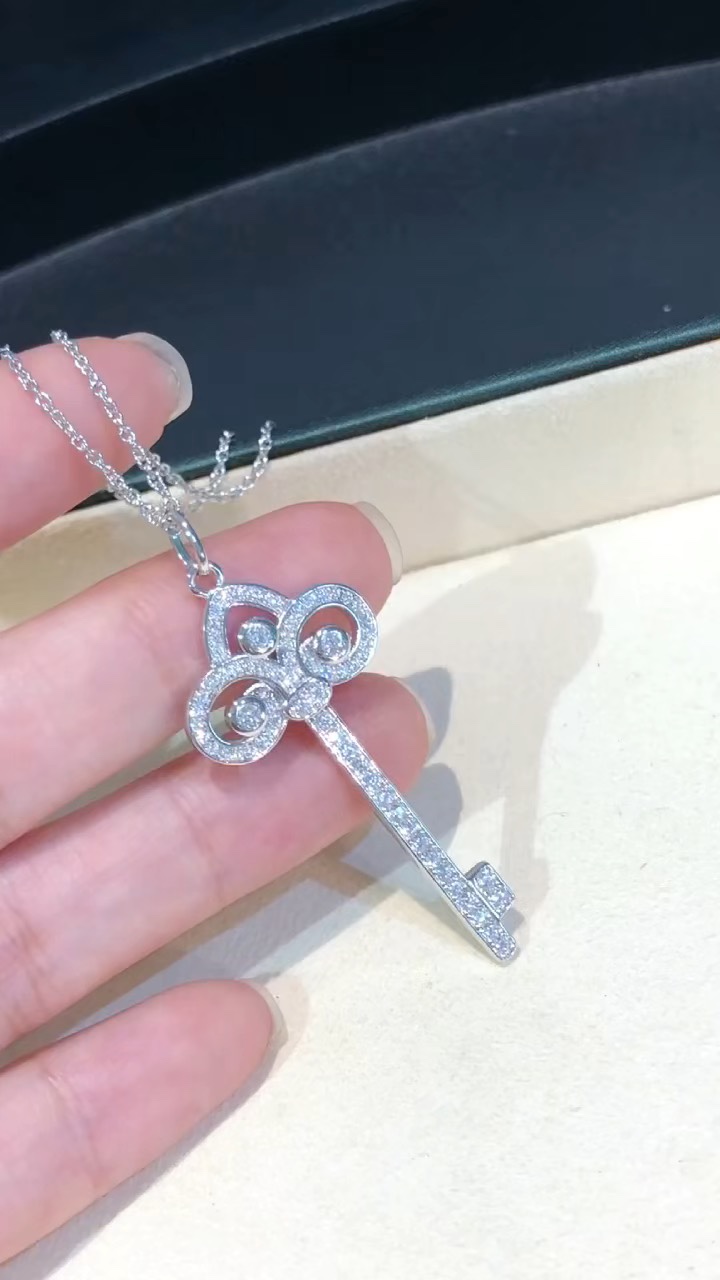 Tiffany & Co. Tiffany&Co. 满钻鸢尾花钥匙项链 925银