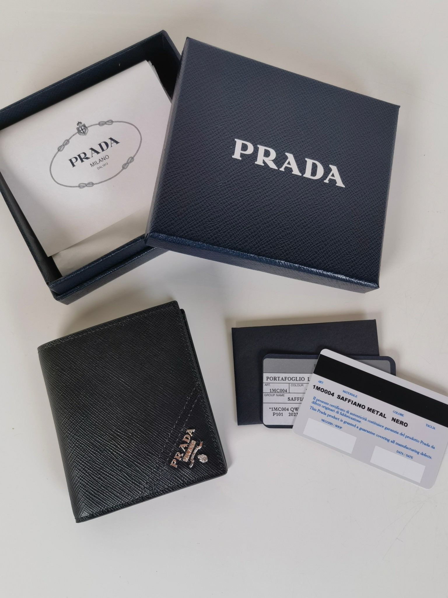 Prada Wallet Silver Unisex Cowhide