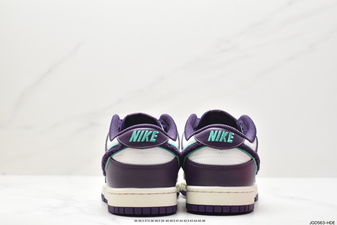 篮球鞋, Swoosh, Nike Dunk Low retro"chenille swoosh”, Nike Dunk Low Retro, Nike Dunk Low, Nike Dunk, Dunk Low, Dunk, DQ7683-100 - 耐克 Nike Dunk Low retro"chenille swoosh”摇粒绒Swoosh 防滑耐磨 低帮 休闲运动板鞋 男款 白紫 DQ7683-100