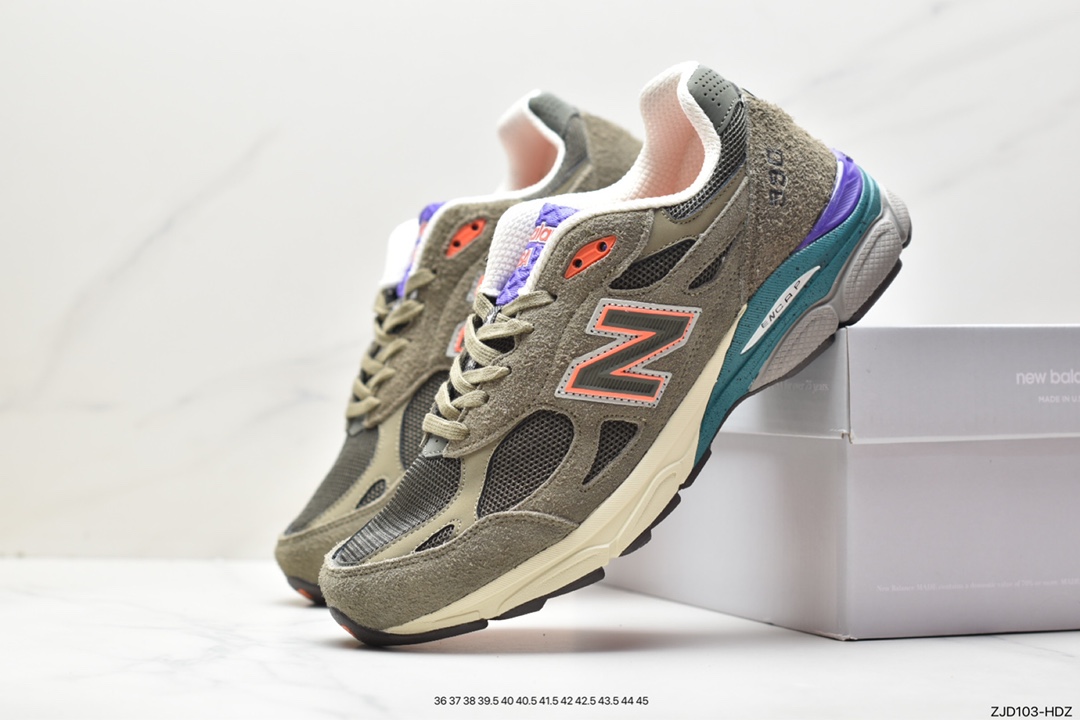 跑步鞋, 新百伦, YCMC x New Balance NB 990 V3, New Balance, M990SO3 - 新百伦 YCMC x New Balance NB 990 V3 耐磨透气 低帮 休闲运动跑步鞋 橄榄绿 M990SO3