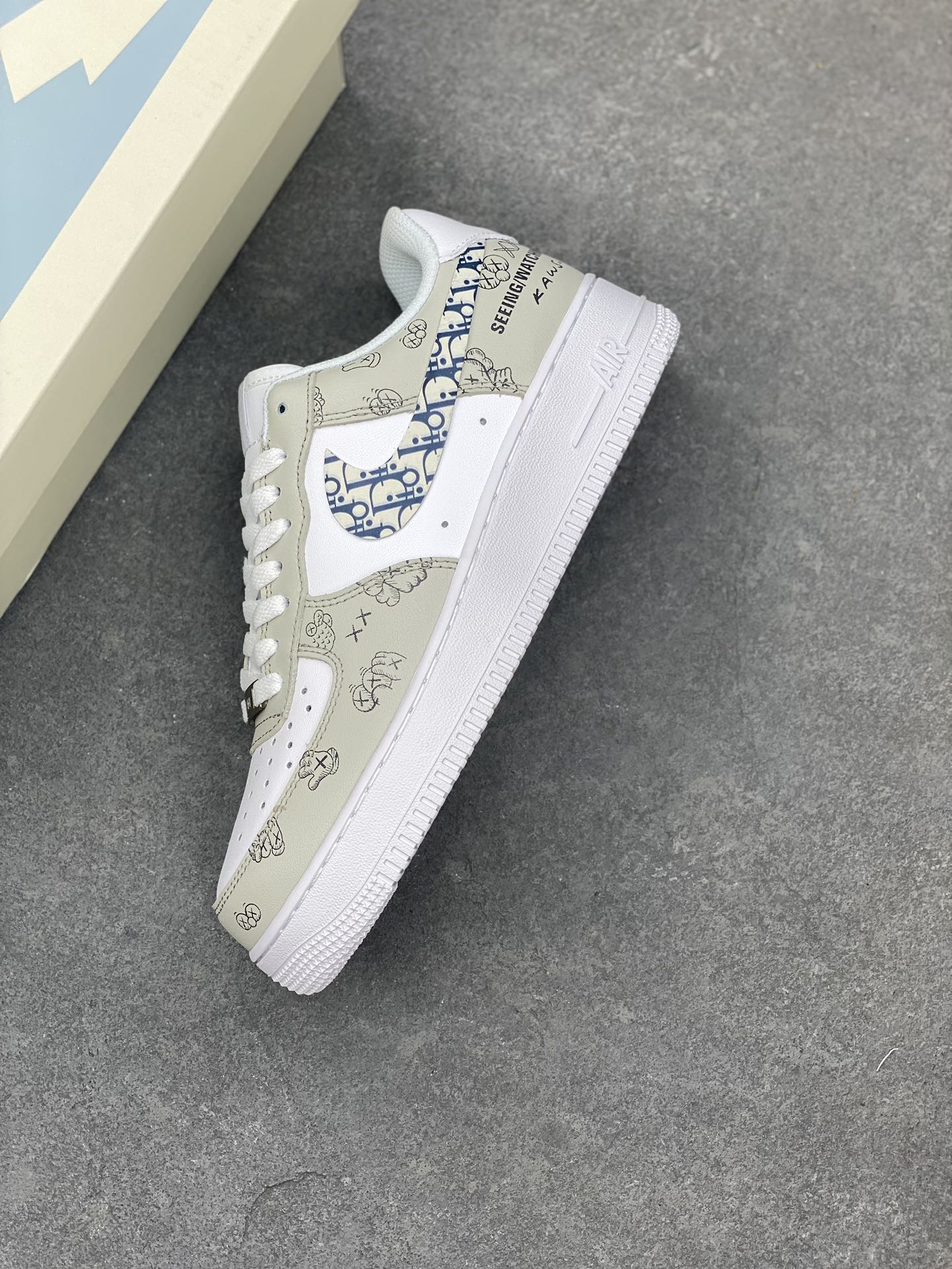Nike Air Force 1 Low Custom Dior Kaws Casual Sneakers, White/Gray 8 i1688321202 1251 6