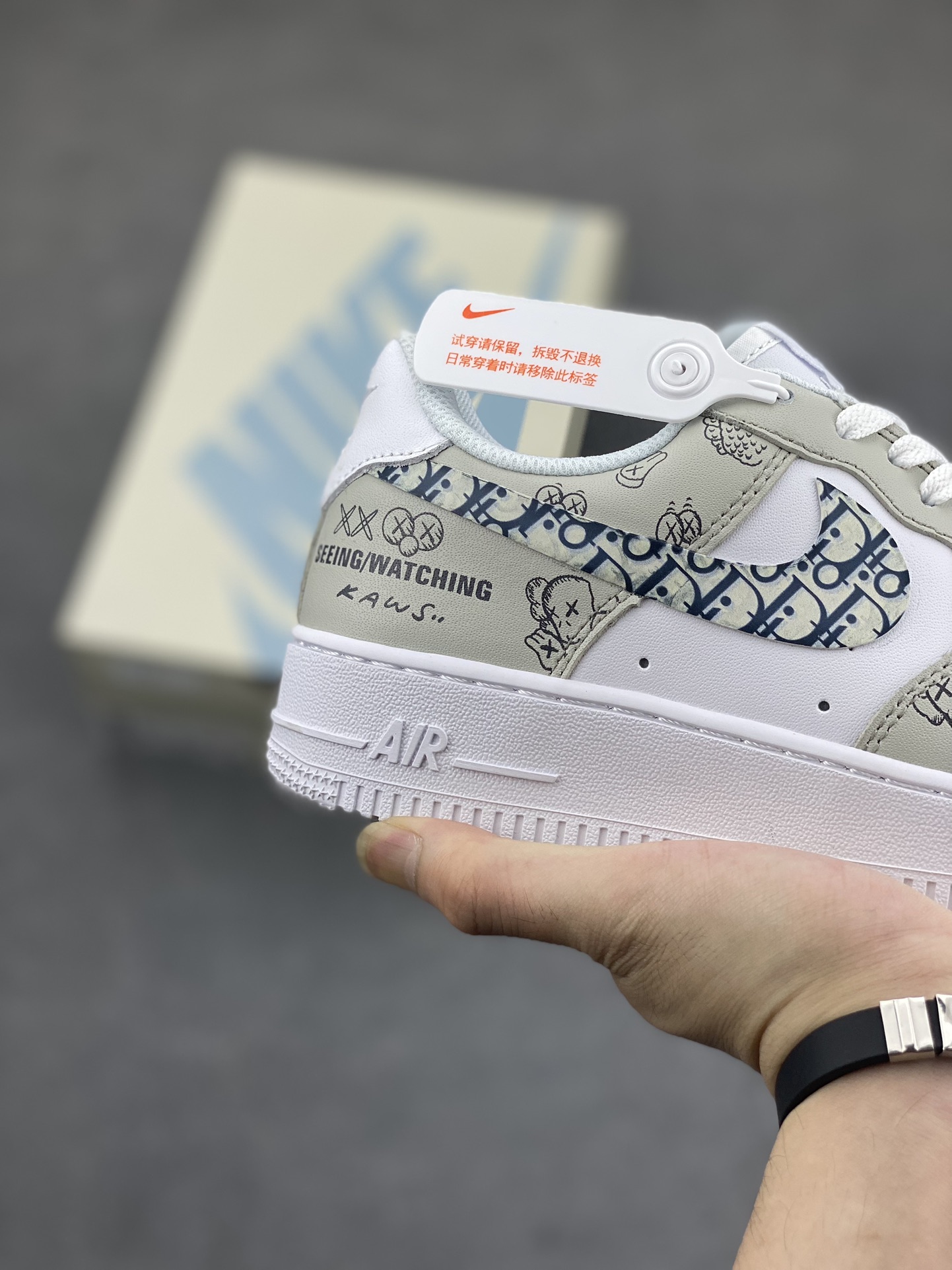 Nike Air Force 1 Low Custom Dior Kaws Casual Sneakers, White/Gray 6 i1688321202 3402 4