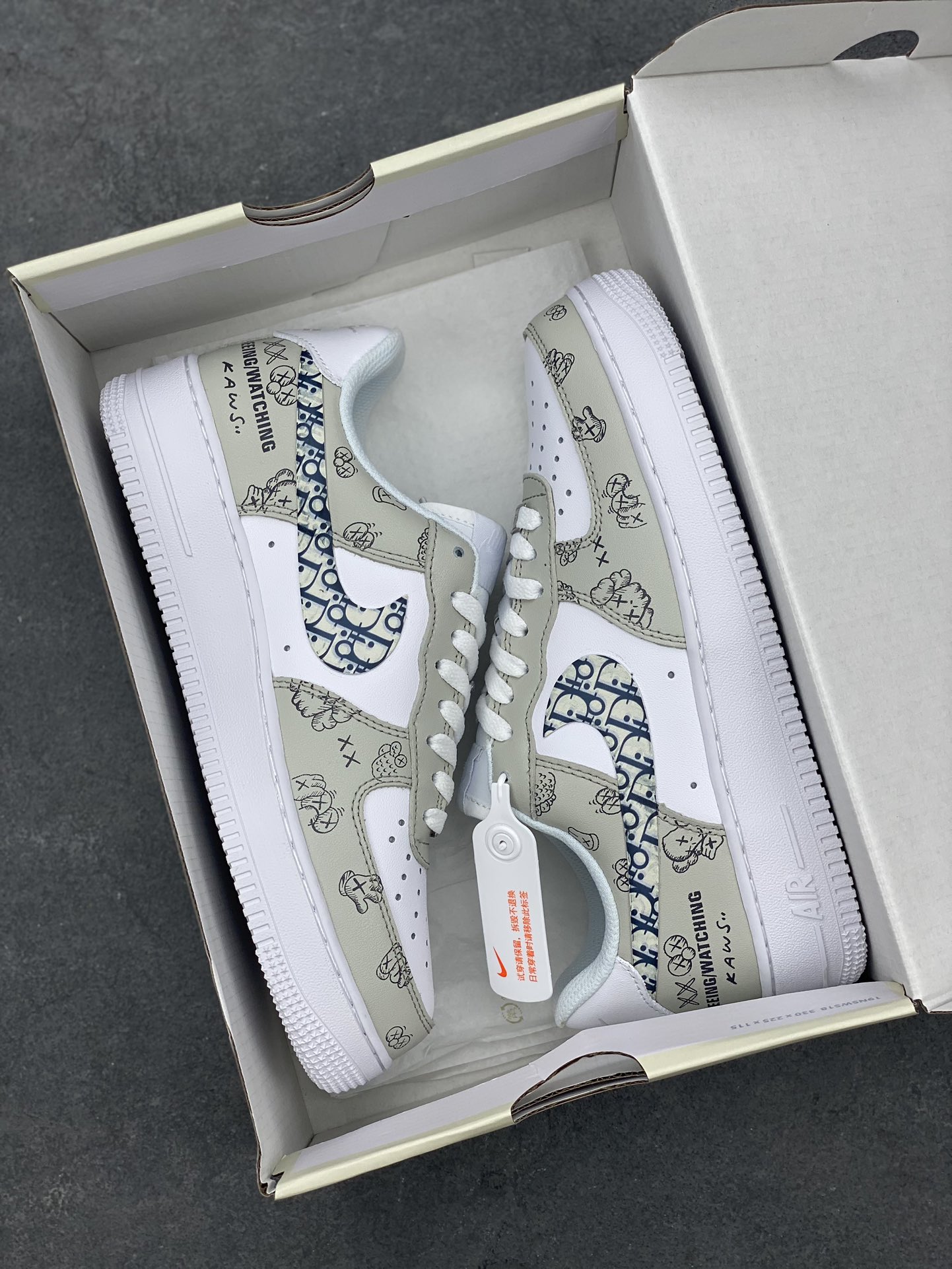 Nike Air Force 1 Low Custom Dior Kaws Casual Sneakers, White/Gray 10 i1688321202 9209 8