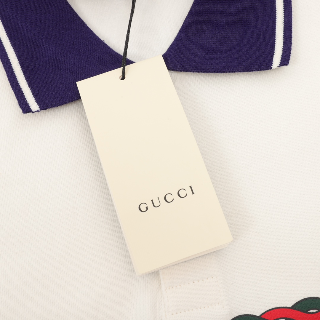 190 Gucci/古驰 拼接麻花腰带LOGO翻领Polo短袖