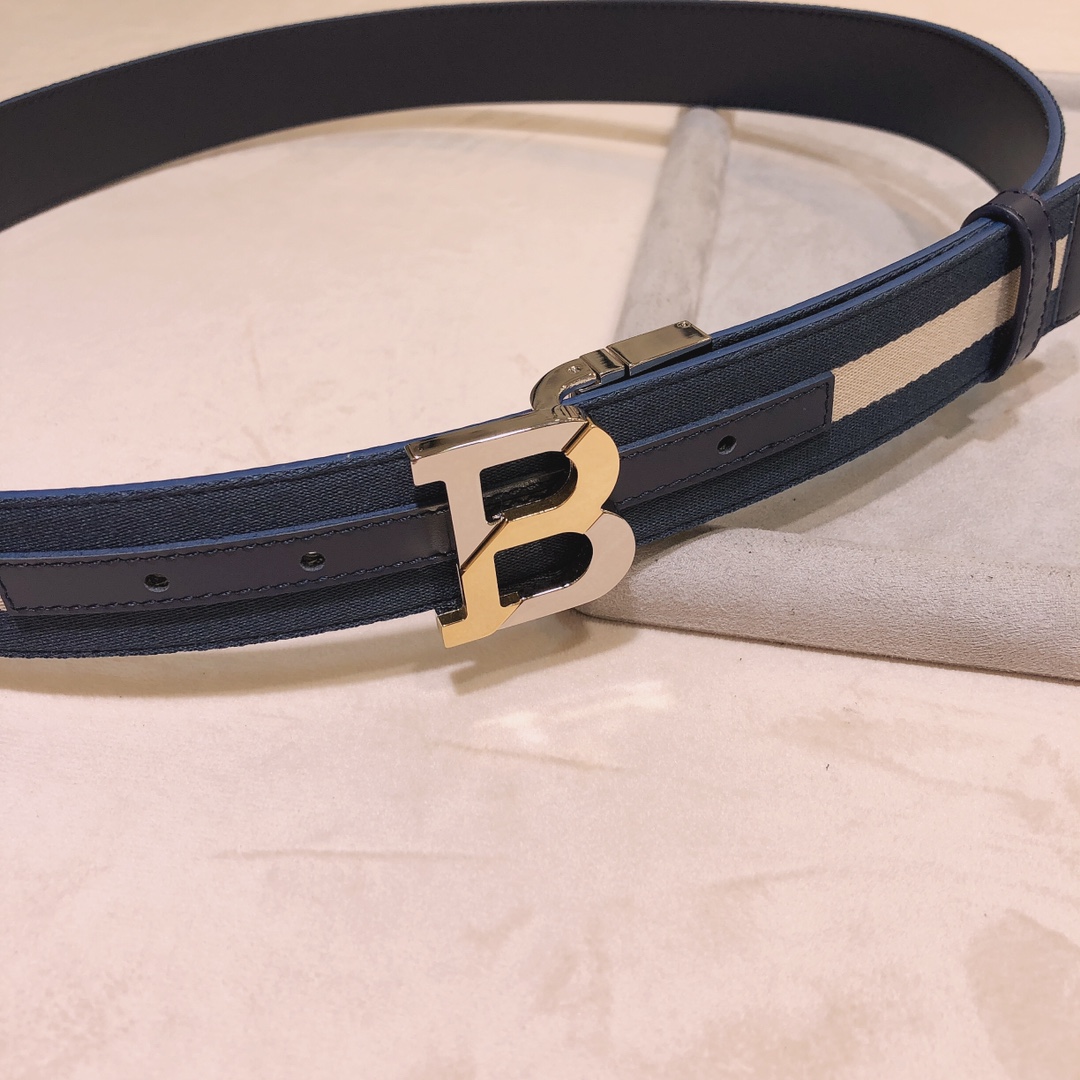 专柜ＢＡＬＬＹ拼色款全皮手工拼接双面