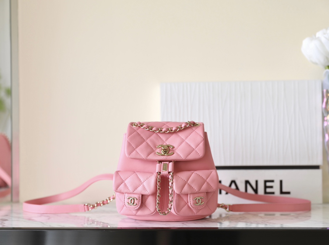 Chanel Bags Backpack Replica Shop
 Light Pink Gold Hardware Calfskin Cowhide Vintage