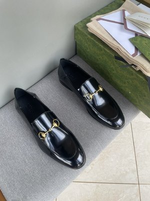 Gucci Fashion Shoes Plain Toe Apricot Color Black Calfskin Cowhide Genuine Leather Fashion Casual