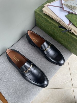 Gucci Shoes Plain Toe Apricot Color Black Calfskin Cowhide Genuine Leather Fashion Casual
