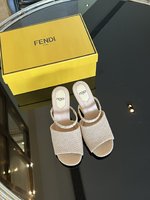 Fendi AAA
 Shoes High Heel Pumps Sandals Gold Weave Cowhide Raffia Sheepskin First
