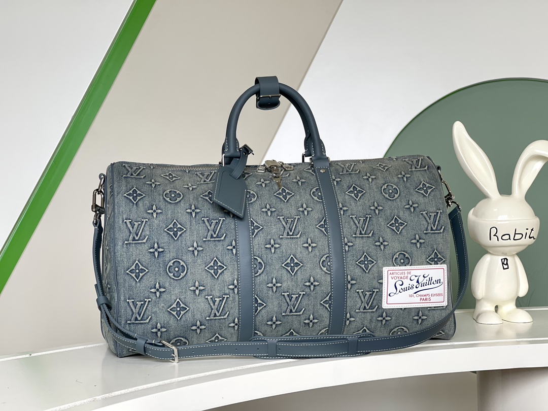 Louis Vuitton LV Keepall Travel Bags Cowhide Denim M22532