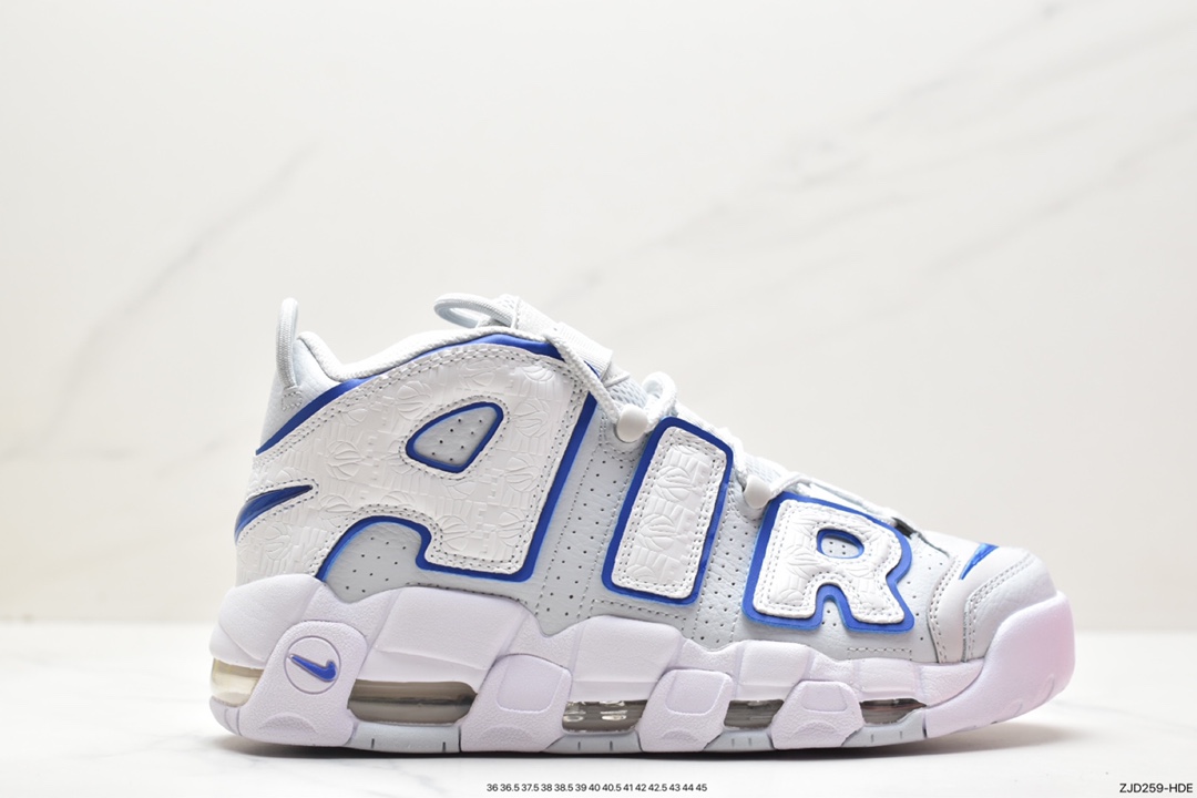 篮球鞋, Nike Air More Uptempo, Nike Air, NIKE, FD0669 100 - 耐克 Nike Air More Uptempo 皮蓬 大Air 防滑耐磨 复古篮球鞋 男女同款 白蓝色 FD0669 100