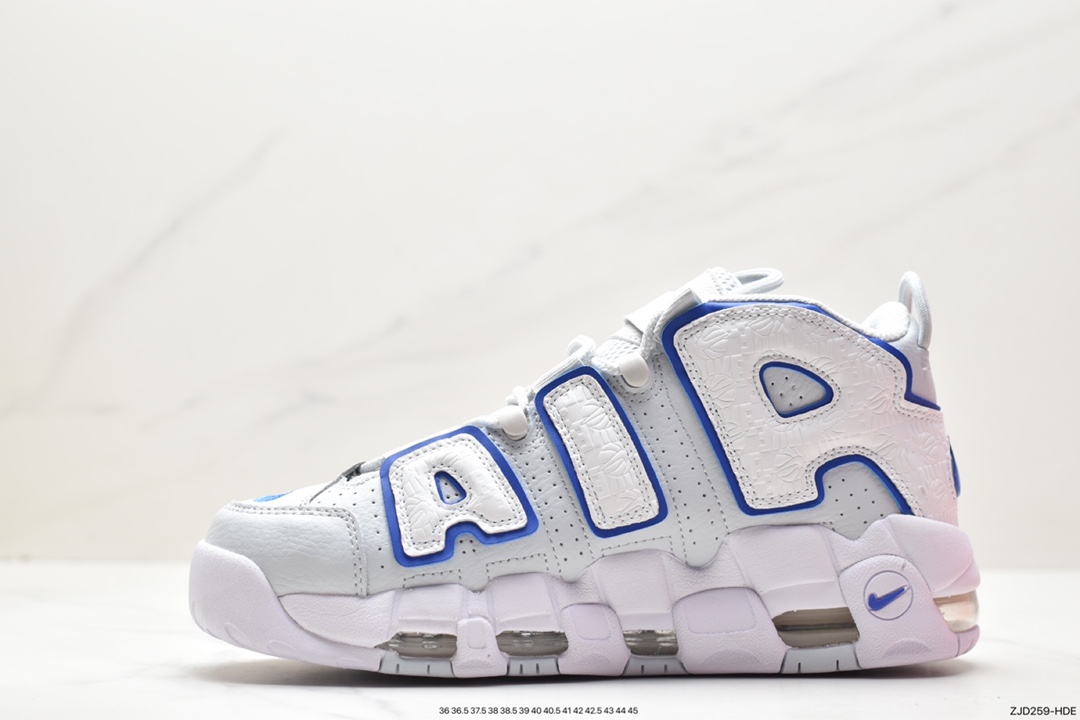 篮球鞋, Nike Air More Uptempo, Nike Air, NIKE, FD0669 100 - 耐克 Nike Air More Uptempo 皮蓬 大Air 防滑耐磨 复古篮球鞋 男女同款 白蓝色 FD0669 100