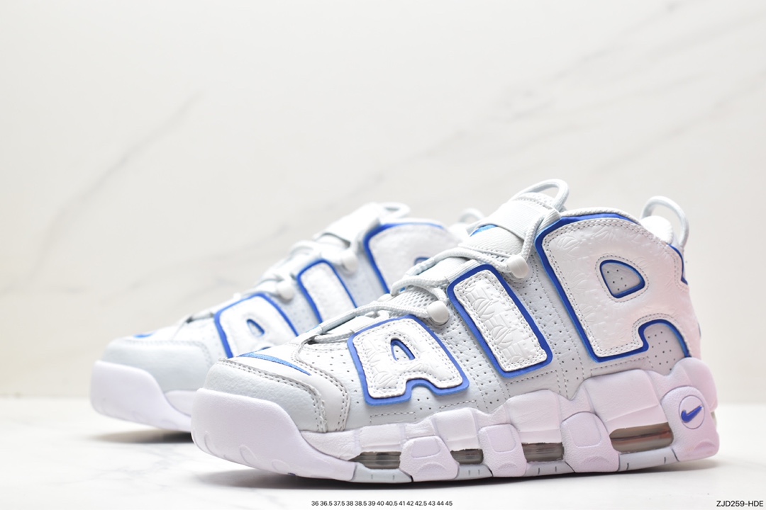 篮球鞋, Nike Air More Uptempo, Nike Air, NIKE, FD0669 100 - 耐克 Nike Air More Uptempo 皮蓬 大Air 防滑耐磨 复古篮球鞋 男女同款 白蓝色 FD0669 100