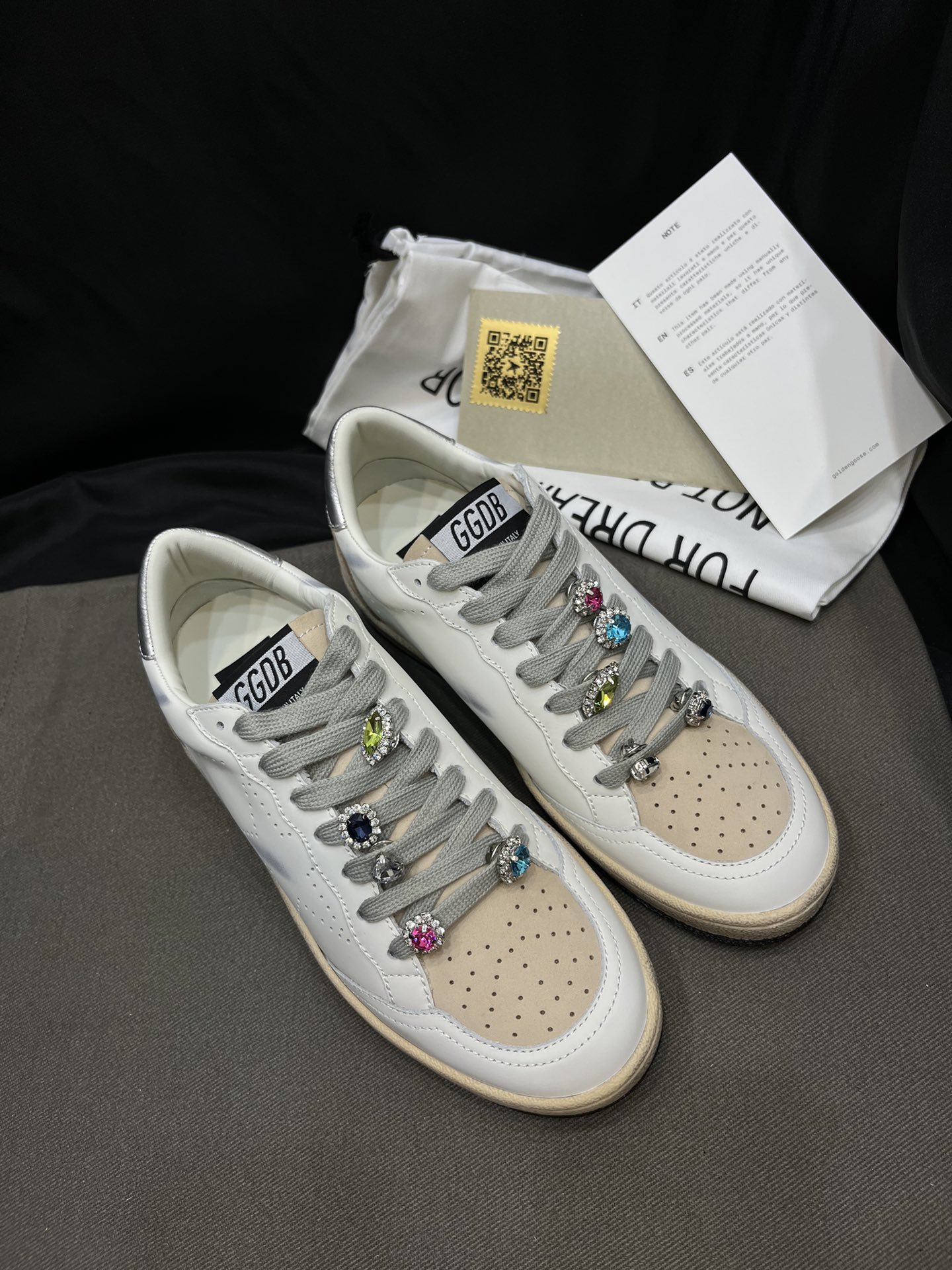 Golden Goose Sapatos de Skate Algodão Couro de vaca Frosted